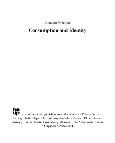 Consumption and identity