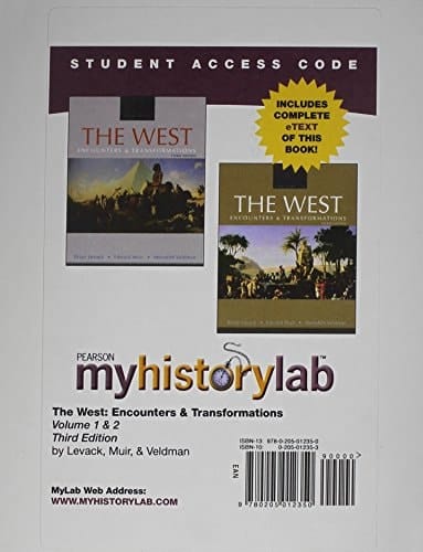 The West Encounters & Transformations: MyHistoryLab + Pearson Etext Student Access Code Card