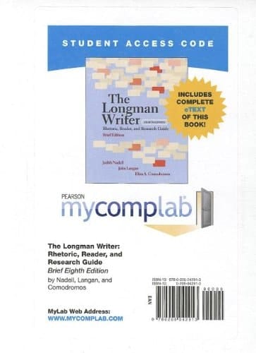 MyCompLab with Pearson eText -- Standalone Access Card -- for The Longman Writer, Brief Edition: Rhetoric, Reader, and Research Guide (8th Edition)