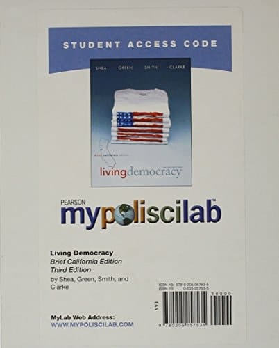 Living Democracy California Edition: Mypoliscilab Student Access Code Card