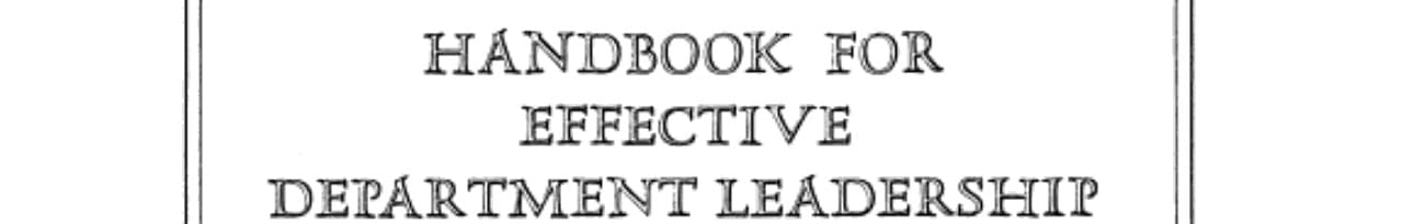 Handbook for Effective Department Leadership