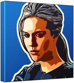 Maggie Grace - Pop Art Print (Comic Effect; Blue Background) 30 x 30 x 2 cm Medium Square Deep Box Canvas