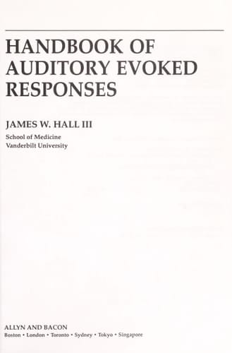 Handbook of Auditory Evoked Responses