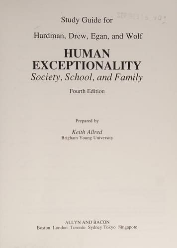 Human Exceptionality (Study Guide For Human Exceptionality Society, School, and Family 4/E)