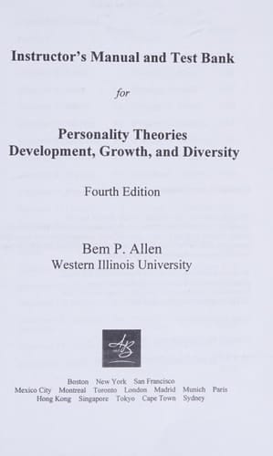 Instructor's Manual and Test Bank for Personality Therories, Development, Growth, and Diversity (4th Edition)