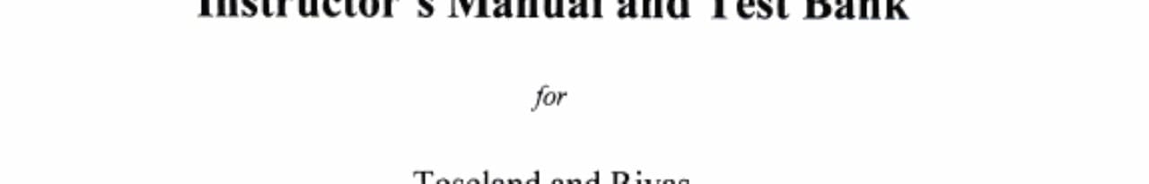 An Inrtroduction to Group Work Practice (Instructor's Manual and Test Bank)