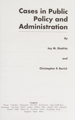 Cases in Public Policy and Administration: From Ancient Times to the Present