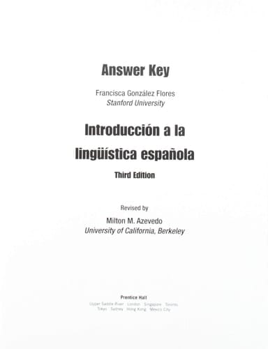 Answer Key with Workbook for Introduccion a la linguistica espanola (3rd Edition)