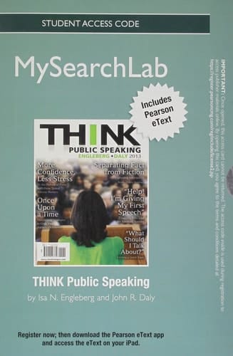 MySearchLab with Pearson eText -- Standalone Access Card -- for THINK Public Speaking
