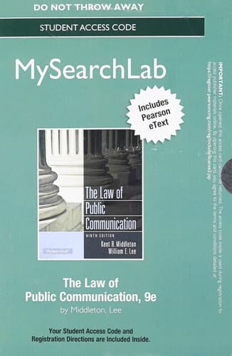Law of Public Communication Mysearchlab With Pearson Etext Standalone Access Card