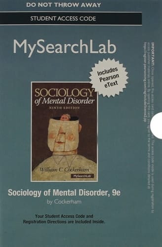 MySearchLab with Pearson eText -- Standalone Access Card -- for Sociology of Mental Disorder (9th Edition)