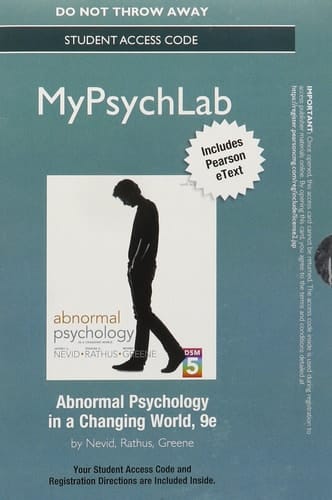 NEW MyLab Psychology with Pearson eText -- Standalone Access Card -- for Abnormal Psychology in a Changing World (9th Edition)