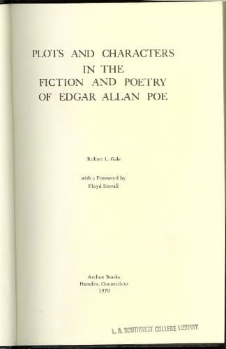Plots and characters in the fiction and poetry of Edgar Allan Poe