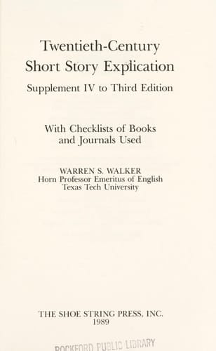 Twentieth-Century Short Story Explication: Supplement I to Third Edition : With Check Lists of Books and Journals Used