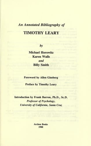 An Annotated Bibliography of Timothy Leary