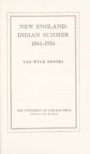 New England Indian Summer, 1865-1915