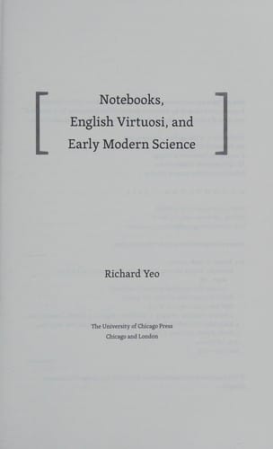 Notebooks English Virtuosi And Early Modern Science