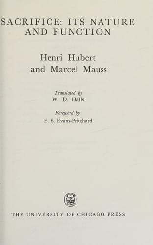 Sacrifice: Its Nature and Function