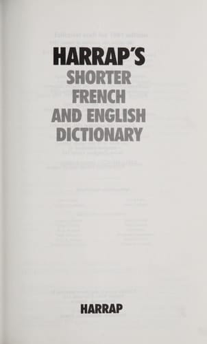 Harrap's Shorter Dictionnaire Anglais-français/français-anglais