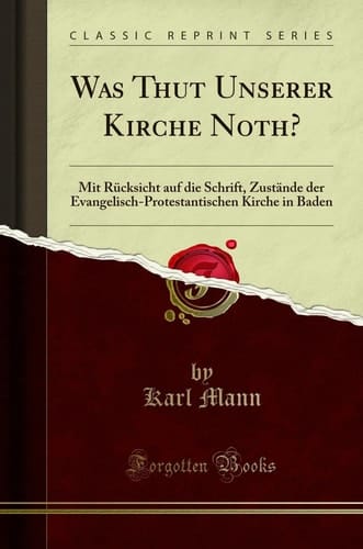 Was Thut Unserer Kirche Noth? Mit Rücksicht Auf Die Schrift, Zustände Der Evangelisch-Protestantischen Kirche in Baden (Classic Reprint)