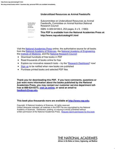 Underutilized Resources as Animal Feedstuffs