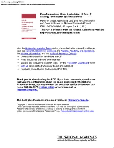 Four-Dimensional Model Assimilation of Data A Strategy for the Earth System Sciences