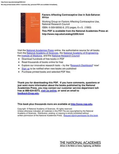 Factors Affecting Contraceptive Use in Sub-Saharan Africa