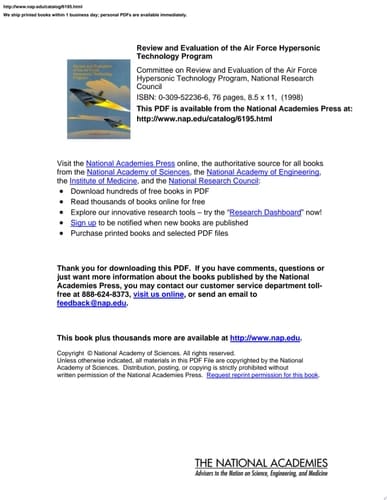 Review and Evaluation of the Air Force Hypersonic Technology Program