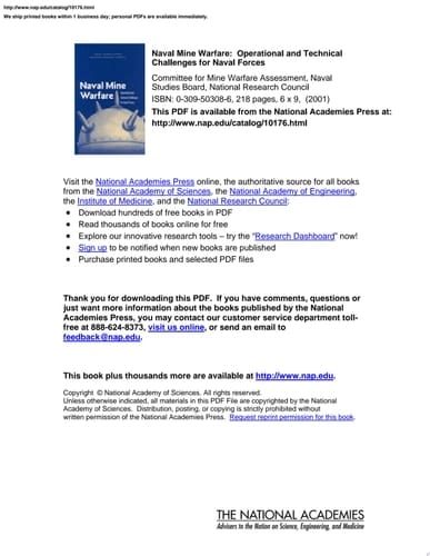 Naval Mine Warfare Operational and Technical Challenges for Naval Forces