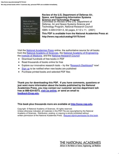 Review of the U.S. Department of Defense Air, Space, and Supporting Information Systems Science and Technology Program