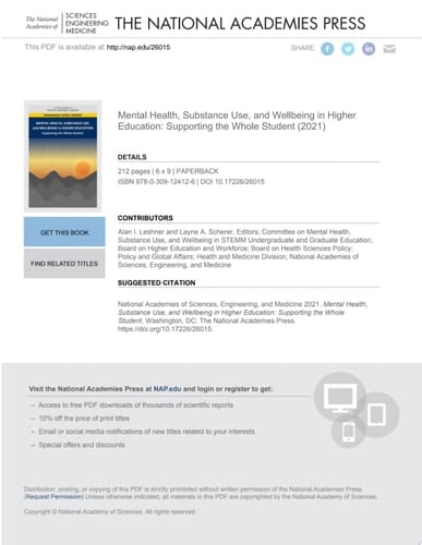Mental Health, Substance Use, and Wellbeing in Higher Education Supporting the Whole Student