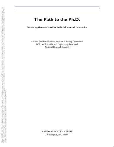 Path to the Ph.D. Measuring Graduate Attrition in the Sciences and Humanities