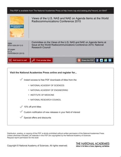 Views of the U.S. NAS and NAE on Agenda Items at the World Radiocommunication Conference 2015