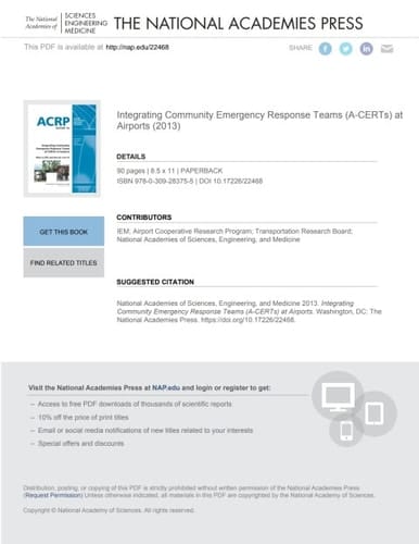 Integrating Community Emergency Response Teams (A-CERTs) at Airports