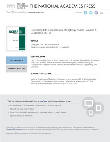 Estimating Life Expectancies of Highway Assets, Volume 1: Guidebook