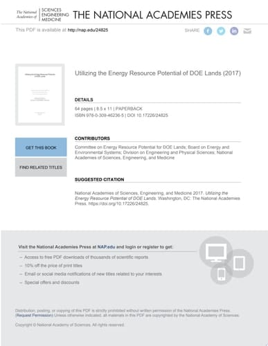 Utilizing the Energy Resource Potential of DOE Lands