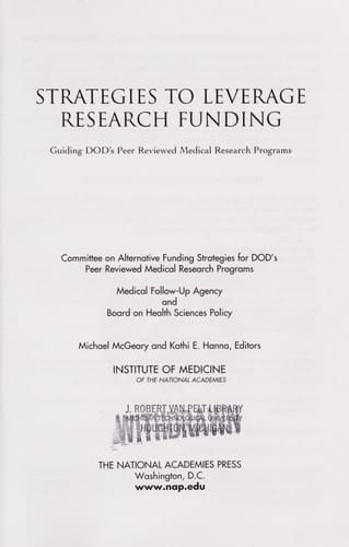 Strategies to Leverage Research Funding Guiding DOD's Peer Reviewed Medical Research Programs