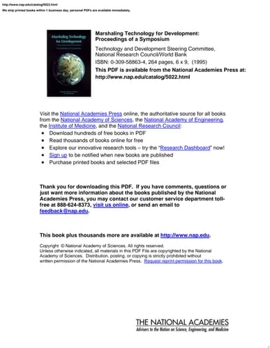 Marshaling Technology for Development Proceedings of a Symposium