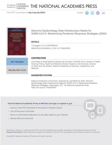 Genomic Epidemiology Data Infrastructure Needs for SARS-CoV-2 Modernizing Pandemic Response Strategies