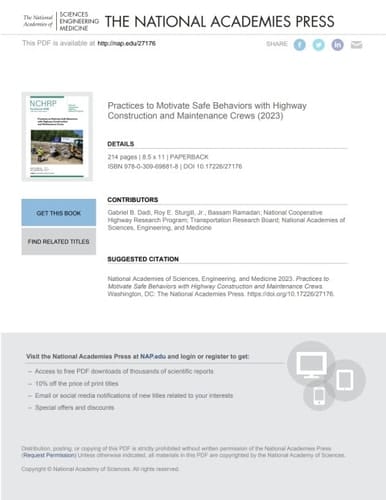 Practices to Motivate Safe Behaviors with Highway Construction and Maintenance Crews