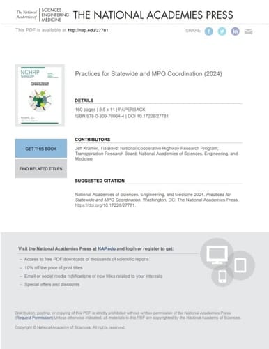 Practices for Statewide and MPO Coordination