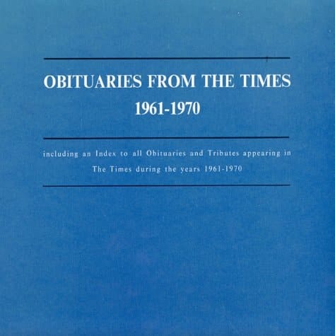 Obituaries for the London Times, 1961-1970