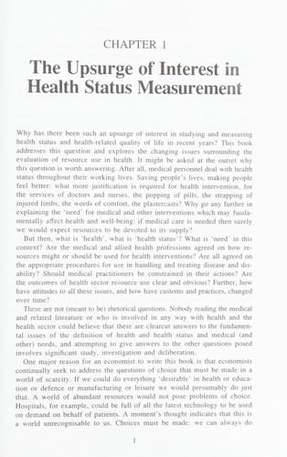 Health Status Measurement (Economic Issues in Health Care)