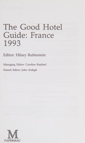 Good Hotel Guide France 1993