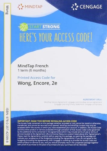 MindTap for Wong/Weber-Feve/Lair/Vanpatten's Encore Intermediate French, Student Edition: Niveau intermediaire, 1 term Printed Access Card