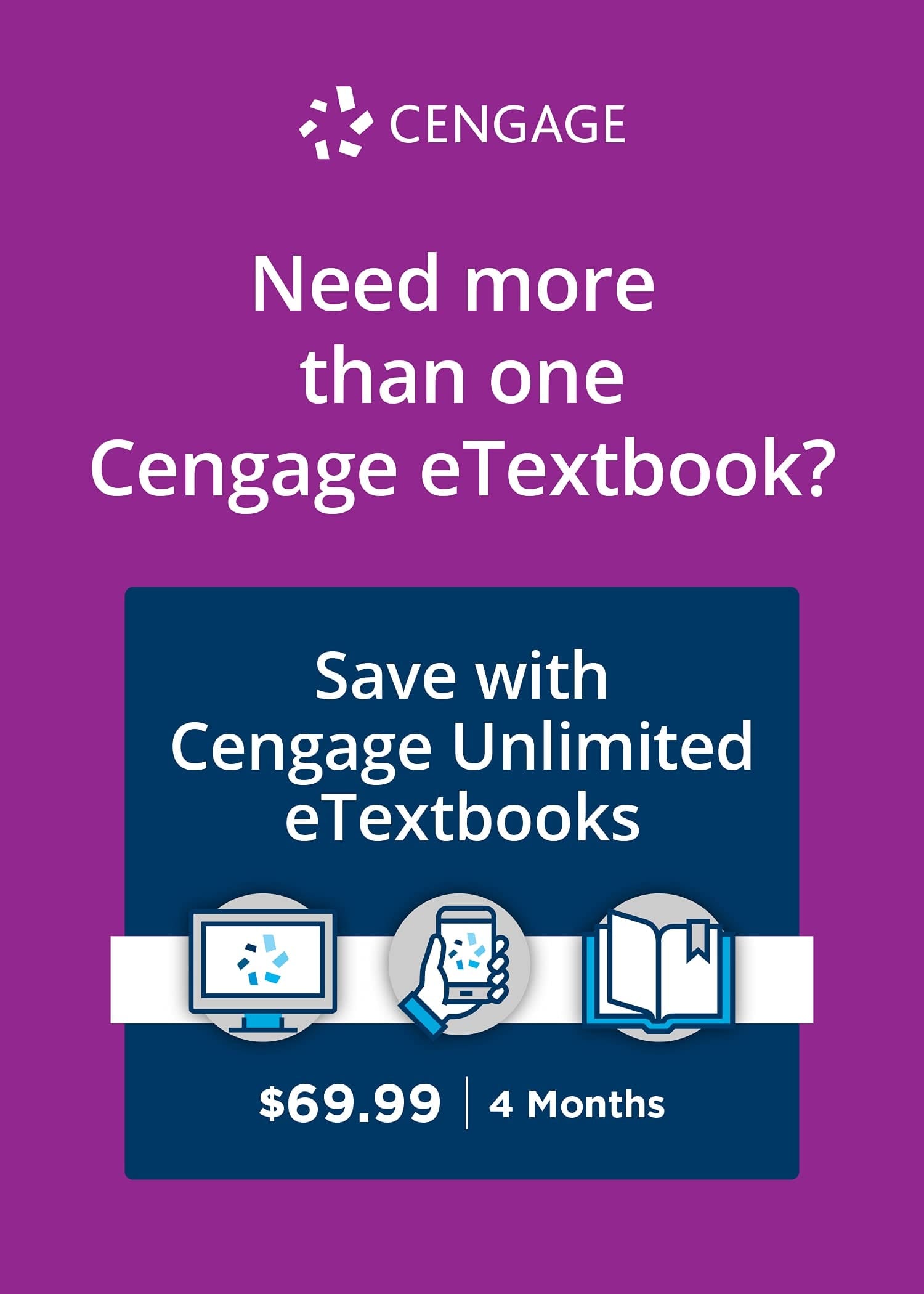 Cengage Unlimited eTextbook, 1 term (4 months) Instant Access