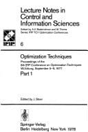 Optimization Techniques Proceedings of the 8th IFIP Conference on Optimization Techniques, Würzburg, Sept. 5 - 9, 1977