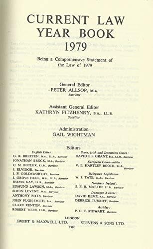Current Law Citator. 1979 Cases 1977-79, Statutes 1972-79