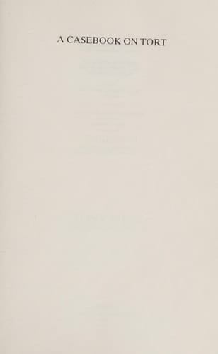 A Casebook on Tort