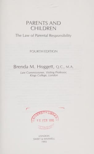 Parents and children: The law of parental responsibility